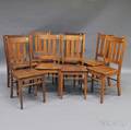 Set of Eight Paine Furniture Arts  Crafts Oak Dining Chairs