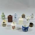 Ten English Tea Caddies and a Cup