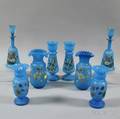 Eight Blue Glass Vessels