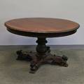 Empirestyle Carved Mahogany and Mahogany Veneer Singlepedestal Table
