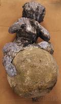 Cast Lead Seated Faun Garden Ornament