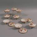Nine Dresden Porcelain Footed Covered Bowls