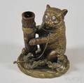 Victorian Bronze Novelty Bear Baiting Inkwell