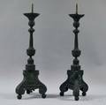 Pair of Continental Spelter Pricket Candlesticks