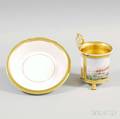 German Porcelain Topographical Cup and Saucer