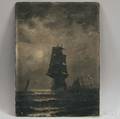 British School 19th20th Century Sailing Ships under Moonlight