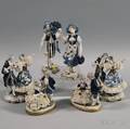 Three Pairs of Dresden Porcelain Figures