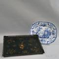 Staffordshire Transferprinted Tree of Life Tray and Tole Tray with Pierced Gallery
