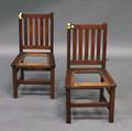 Pair of Arts  Crafts Oak Childrens Chairs