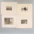 Four Unframed Etchings William Charles McNulty American 18841963 Rockport Willows