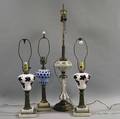 Four Overlay Glass Lamps