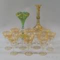 Set of Ten Gilt Glass Goblets and Two Gilt Glass Vases