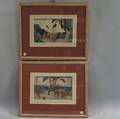Utagawa or Ando Hiroshige Japanese 17971858 Two Woodblock Prints from the Tokaido Gojusan TsugiThe FiftyThree Stations of the Tok