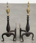 Pair of Federal style brass and iron andirons