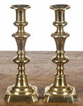 Pair of English brass candlesticks