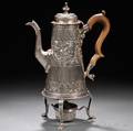 Victorian Sterling Silver Coffeepot and Associated Warming Stand