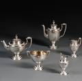 Fivepiece German Neoclassicalstyle 800 Silver Tea and Coffee Set