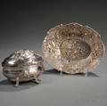 Two Pieces of German Repoussedecorated Silver Hollowware