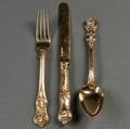 Imperial Russian Goldwashed 875 Silver Flatware Service
