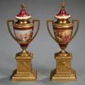 Pair of Giltbronze and Viennastyle Porcelain Vases