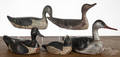Five carved and painted duck decoys