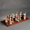 Thirteenpiece Dresden Porcelain Monkey Band