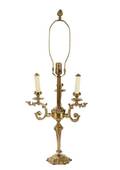 Gilt Bronze Three Arm Candelabra Table Lamp