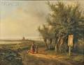 Abraham Johannes Couwenberg Dutch 18061844 Summer Landscape with a Peasant Woman on a Sandy Track