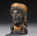 Etruscanstyle Grand Tour Bronze Head with Gold Accents