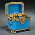 Brassmounted Blue Opaline Box and Cover