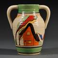 Clarice Cliff Orange House Doublehandled Lotus Vase