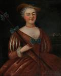 Continental School 18th Century Style Portrait of a Woman with a Beribboned Walking Stick