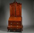 Dutch Marquetry Mahogany and Walnut Bureau Bookcase