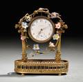 Miniature Giltbronze and Porcelain Eightday Octava Timepiece