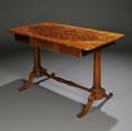 Parquetry and Olivewood and Rosewoodveneered Writing Table