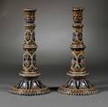 Pair of Doulton Lambeth Stoneware Candlesticks