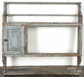 Continental painted pine hanging pewter shelf