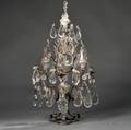 Single Bronze and Cut Glass Threelight Candelabrum