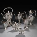 Sevenpiece Arthur Stone Arts  Crafts Sterling Silver Tea and Coffee Service