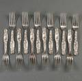 Twelve Whiting Heraldic Pattern Sterling Silver Forks