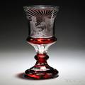 Bohemian Engraved Ruby Glass Goblet