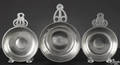Three New England pewter porringers earlymid 19th c
