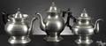 Three American pewter teapots earlymid 19th c