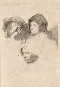Rembrandt van Rijn Dutch 16061669 Three Heads of Women One Asleep