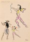 Christian Brard called Bb French 19021949 Three Costume Studies on a Single Sheet