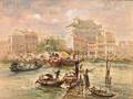Chew Yew Seng Singaporean 20th Century Two Singapore Harbor Views Boats Beached at Low Tide