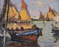 Antonio Cirino American 18891983 Boats in Venice