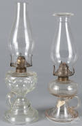 Two Victorian glass fluid lamps