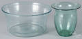 Blown aqua glass bowl and vase