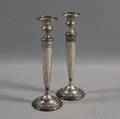 Pair of Matthews Classical Revival Weighted Sterling Silver Candlesticks